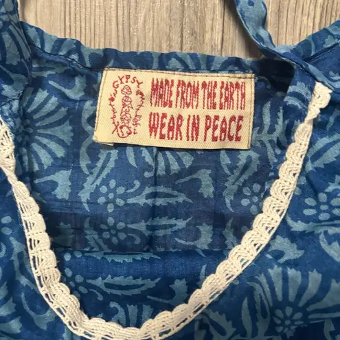 Gypsy Rose Boho Festival Tank Top Blue Purple Ruffle Hem