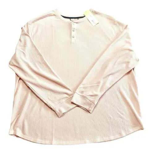 All In Motion Women’s 2XL Long Sleeve Waffle Knit Rose Pink Shirt Top NWT