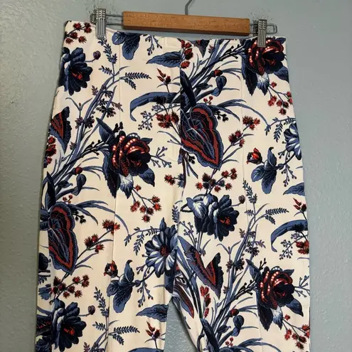 Diane Von Furstenberg  Dakota White Rose Floral Skinny Trouser Pants Size 12‎