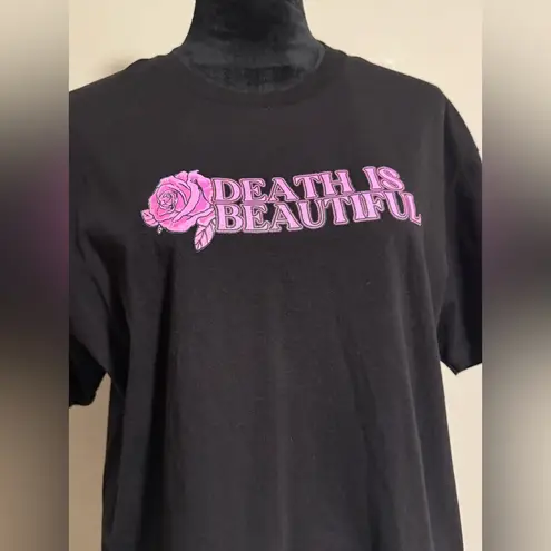 EUC Assholes Live Forever Black and Pink Death is Beautiful Graphic Tee size L Size L