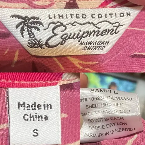 Equipment Womens Shirt Tank Pink Purple Hawaiian Tropical Floral Silk Size Small