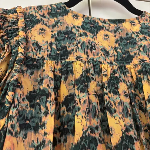 Ulla Johnson Elaine Floral Silk Mini Dress Size 0 XS Puff Sleeve Runway Wedding