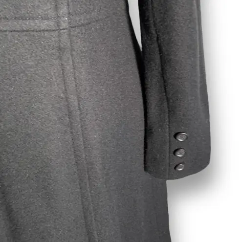 Vintage 90s Herman Kay Wool Blend Long Coat Navy Blue Size 6 Elegant Tailored