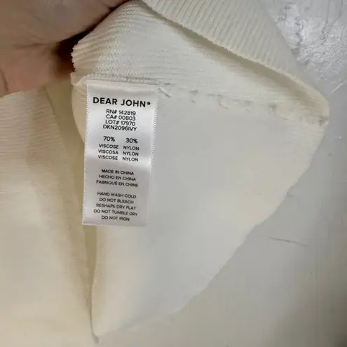 Dear John White Ribbed Sweetheart Neck Short Slv Knit Top Size L Feminine Dainty