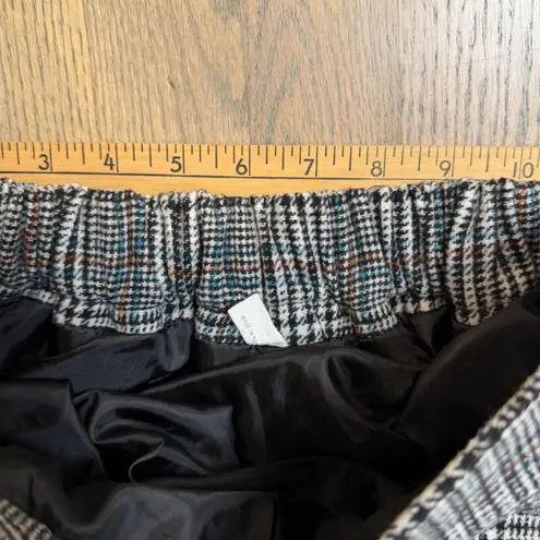 Veve Glen Plaid Flared Midi Skirt Elastic Waist Lined Women's Gray