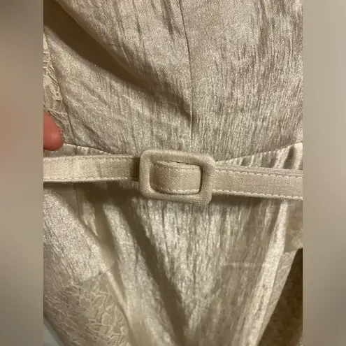 London Times Sleeveless Belted Peplum Dress Champagne Womens size 10