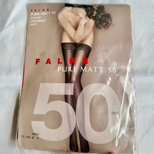 Falke Pure Matt 50 Stay Up Tights, Black Size M/II