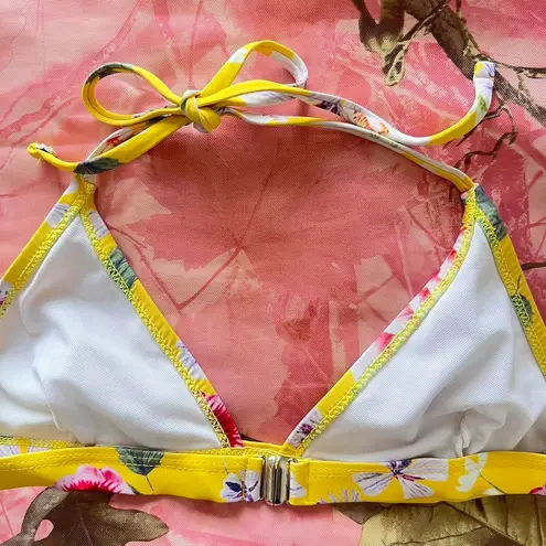 y2k yellow floral triangle bikini top