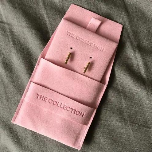 The Collection Ana Croissant Bar Stud 18kt Gold Earrings