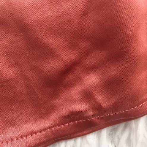 Camila Coelho Estella Lustrous Satin elastic waistband Short Rust/pink size XL