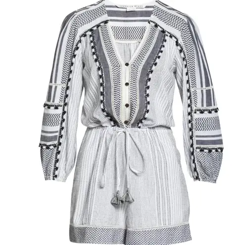 Veronica Beard NWT Boho Long Sleeve Cover-Up Bayleise Romper Black White Sz XS