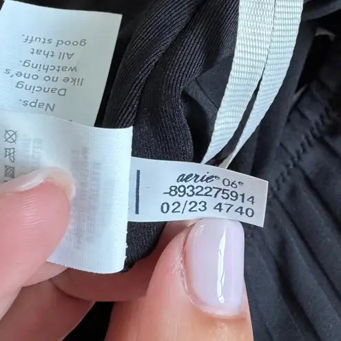 Aerie  Womens Black Ribbed Cut Out Ring One Piece Monokini Swim Suit Size Large