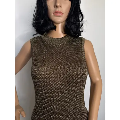 Wow Couture NWT “ Gold Metallic Mesh Bodycon Dress w/ Chain Detail large