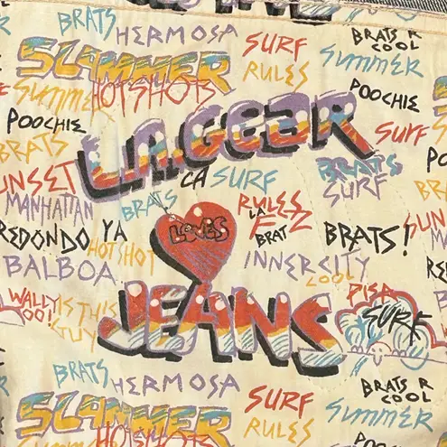 VTG 80s 90s LA GEAR cropped pastel patchwork streetwear jean jacket rockabilly L Size L