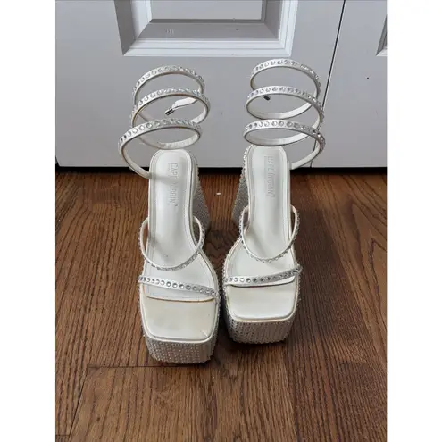 Cape Robbin Thankful Rhinestone Wrap Up Platform Sandals size 6