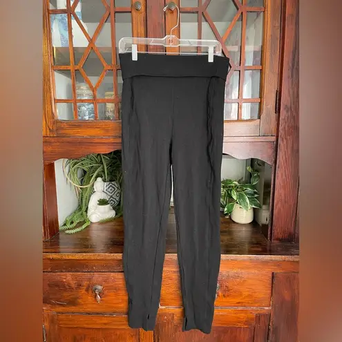 MM.LaFleur Black High Waist Ankle Slit Leggings Comfortable Pull On Style