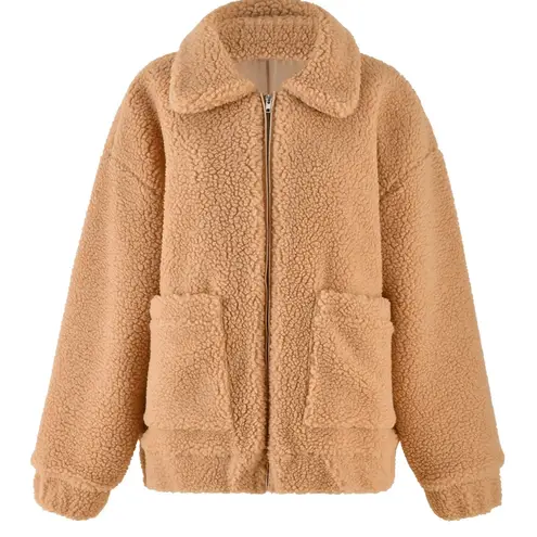 I am gia  Pixie Tan Oversized Teddy Sherpa Bomber Coat size Small $99 - Image 5