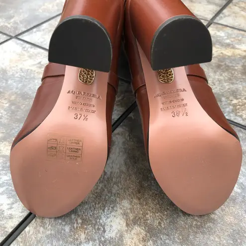 Aquazzura Cognac Luggage New Bel Air Knee High Calf Leather Boots 7.5 $1,395 Tan