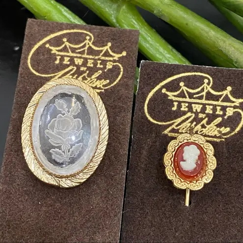 Park Lane Vintage Jewels Rose Flower Intaglio & Mini Victorian Cameo Stick Pins