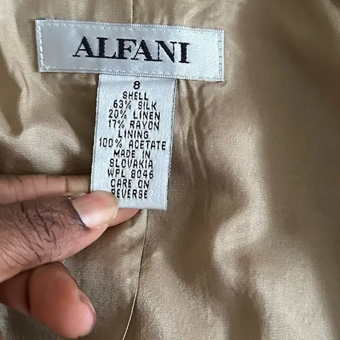 Alfani Classic Silk Linen Tweed Jacket/Skirt Suit With Fringe Detail Size 8