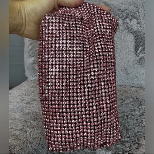 Olga Berg Polly Crystal Clutch Shoulder Bag, Pink, NWT Pink