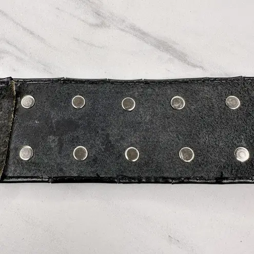 Vintage Argentina Coin Studded Leather Chain Belt Gaucho Western Small (S) ✨ Black