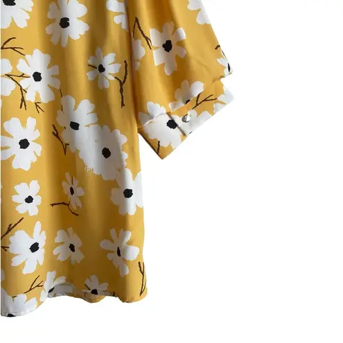 Why Dress Women Flowy Top M Yellow Floral Short Tiered Puff Sleeve Cottoncore Size M