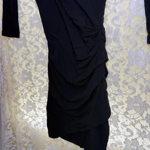 James Perse NWOT Black Long Sleeve bodycon mini Dress ruched sides sz 0 XS