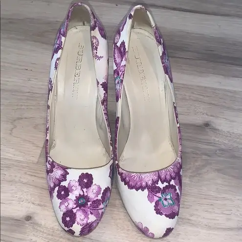 Burberry floral purple 4 inch heel Italian made leather sole 40.5 or 10.5