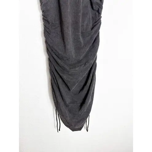 Anthropologie  Daily Practice Sleeveless Ruched Mini Dress Medium Faded Black