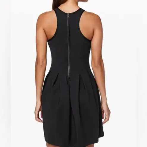 Lululemon  Athletica here to there black flare mini dress racerback scuba