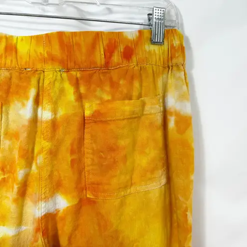 For Cynthia Cynthia Medium Linen Pants Handmade Tie Dye Yellow Orange Lounge Palazzo 1592