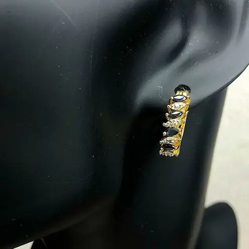 Ross Simons Diamond Sapphire Vermeil Yellow Gold Sterling Silver Hoop Earrings