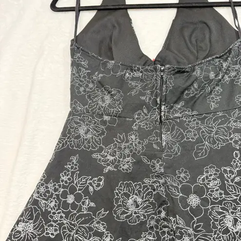 Ruby Rox XS Halterdress Floral Red Tulle Black Pinup Coquette WhimsyGoth Holiday