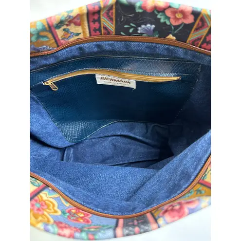 Richmark Vintage Floral Patchwork Crossbody Purse Made in USA Denim Retro Granny Blue