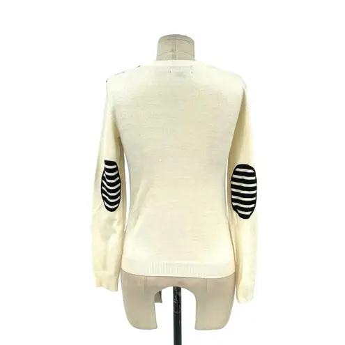 Gryphon New York Sequin Stripe Crewneck Sweater Ivory & Black Size XS