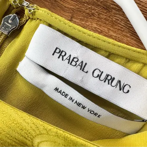 Prabal Gurung Worn on TV Jacquard Twist Front Crew Neck Midi Length Dress Size 0 Yellow