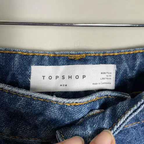 Topshop  Womens Blue Classic‎ Five Pocket High Waisted Cropped Mom Jeans Size 28
