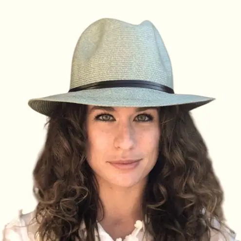 Travaux En Cours Straw Fedora Hat in Sage Size 56 Green