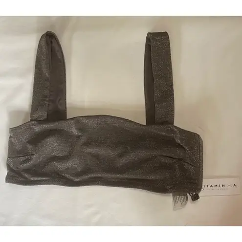 Vitamin A Graphite Gray Metallic Venus Bikini Swim Top Size Small/6 NWT