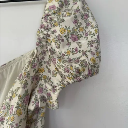 ZARA ‎ Cream Puff Sleeve Wrap Floral Dress NWT size Large Tea Party Dress