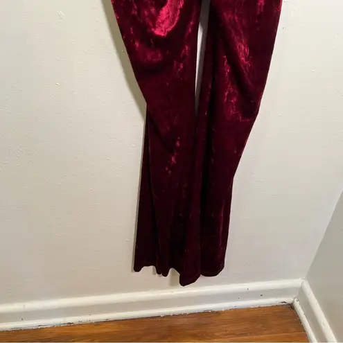 Hot Kiss Pull On Velvet Pant Wine Red L