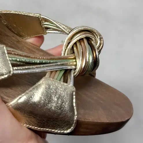 Giorgio Armani NEW Y2K Vintage Leather Wooden Knot Platform Mule Sandal Heels 37