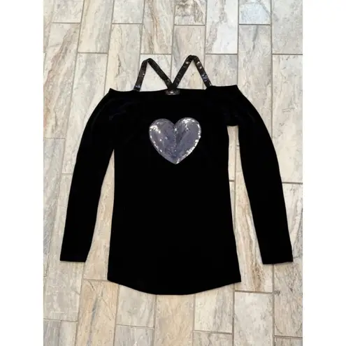 Diva Soul women's small black sequin heart halter top