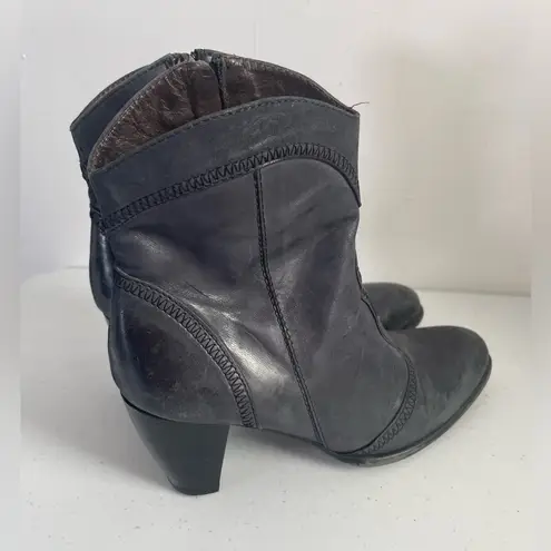 Sesto Meucci Sleek Western Zip Style Charcoal Weave Granny Ankle boots Booties 6