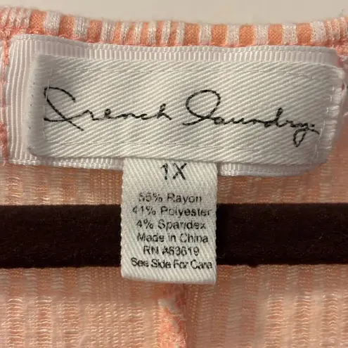 French Laundry Orange Pink Short Sleeve Button Down Shirt