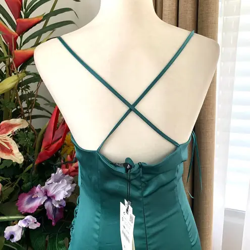 ZARA  SATIN LINGERIE STYLE DRESS in Duck Blue