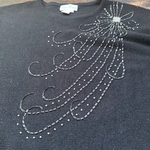 Draper's & Damon's pullover black beaded Sweater size extra Large long sleeve