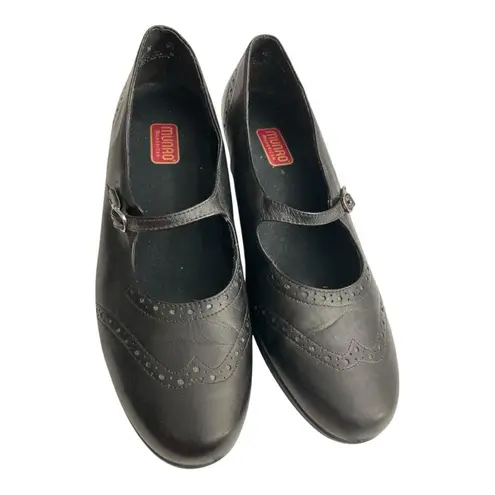 Munro American Black
Leather Mary Jane Heel Wing Tip Pump Work Women Shoes 10W