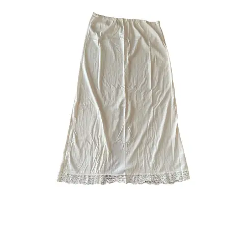 Vintage Opalaire Slip Skirt W/ Lace Hem & Middle Slit Medium Antron III Nylon M